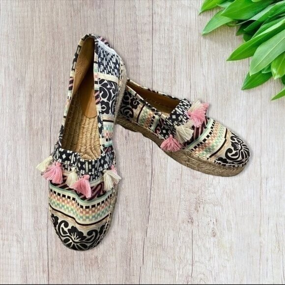 Crown Vintage Kalani Flatform Slip-On Boho Espadrille Flats 8M - Picture 2 of 8